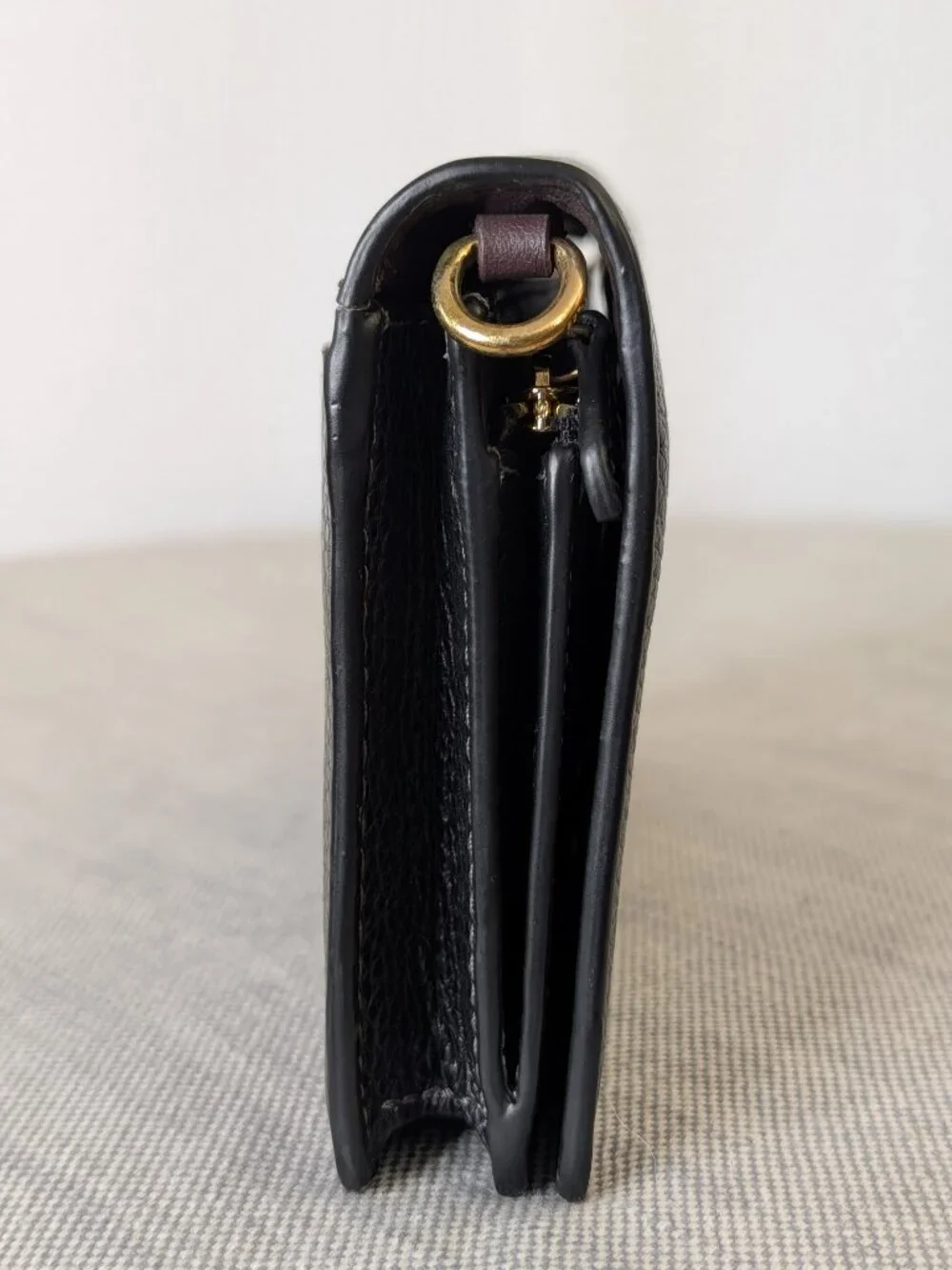 Coach Black Leather Crossbody Bag with Gold Chain